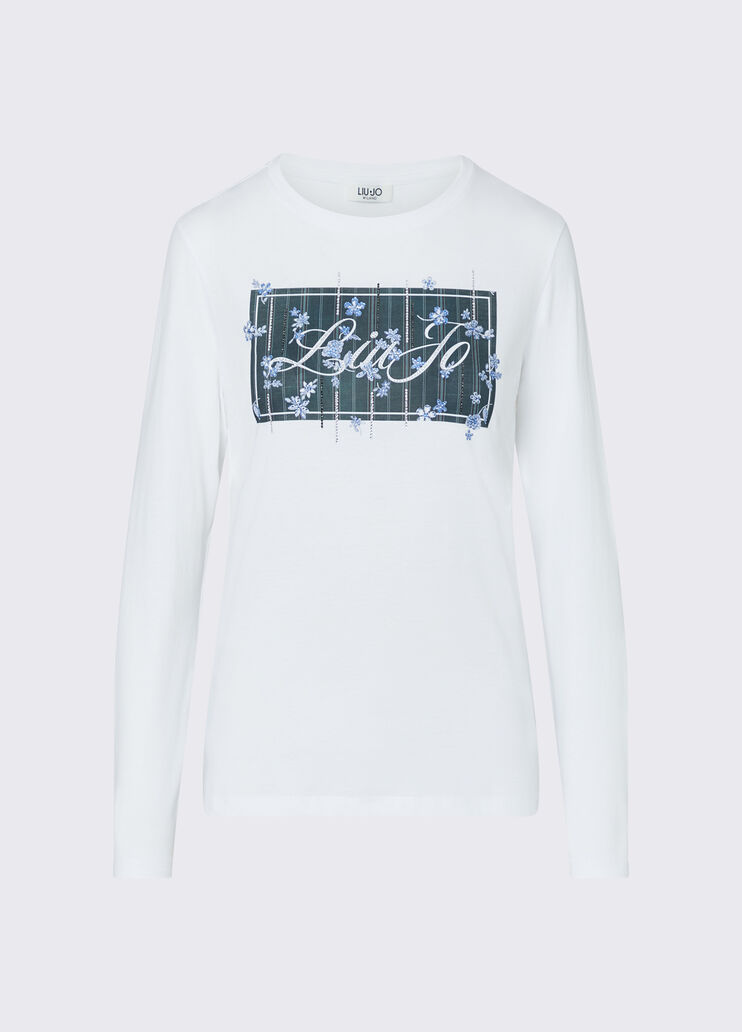 Logo T-shirt white/green Liu Jo - medium