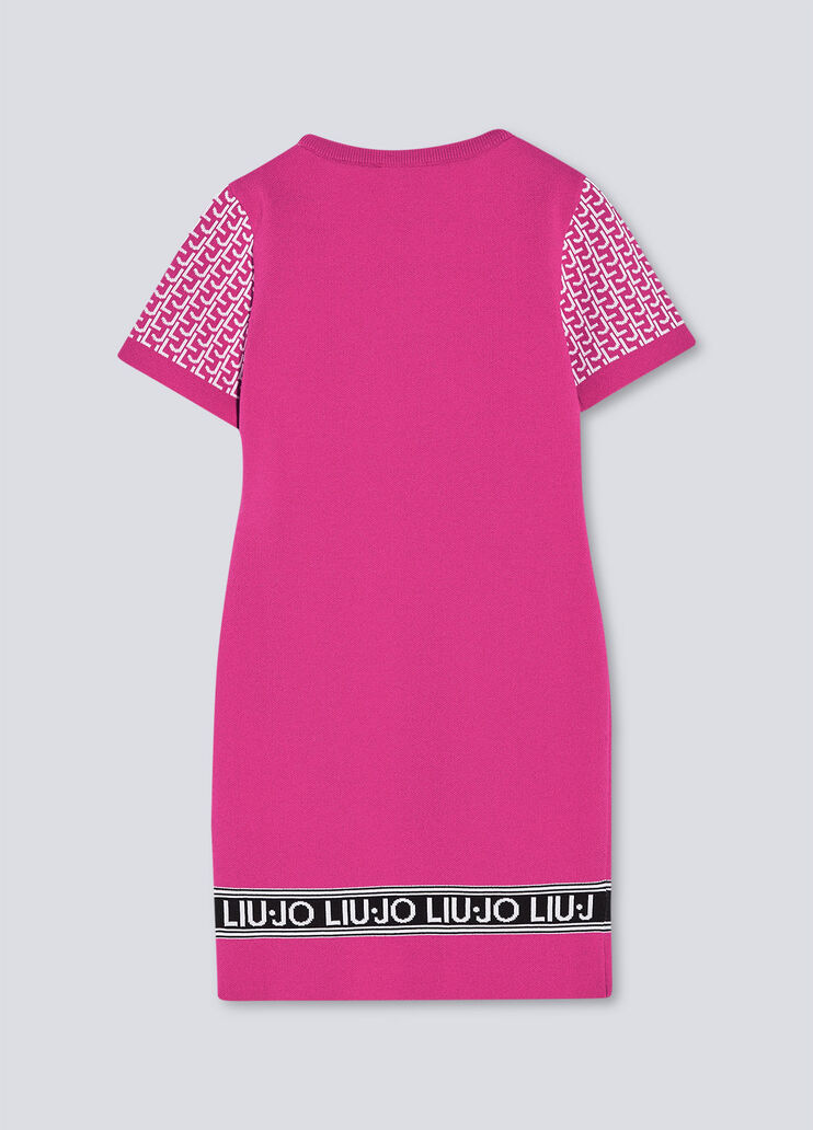 Eco-friendly knit dress pink / white / black Liu Jo - large image number 1 Eco-friendly knit dress pink / white / black Liu Jo - large image number 1