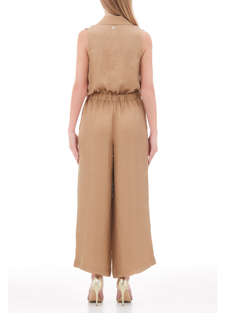 Long linen and cupro jumpsuit beige Liu Jo - large image number 1 Long linen and cupro jumpsuit beige Liu Jo - large image number 1