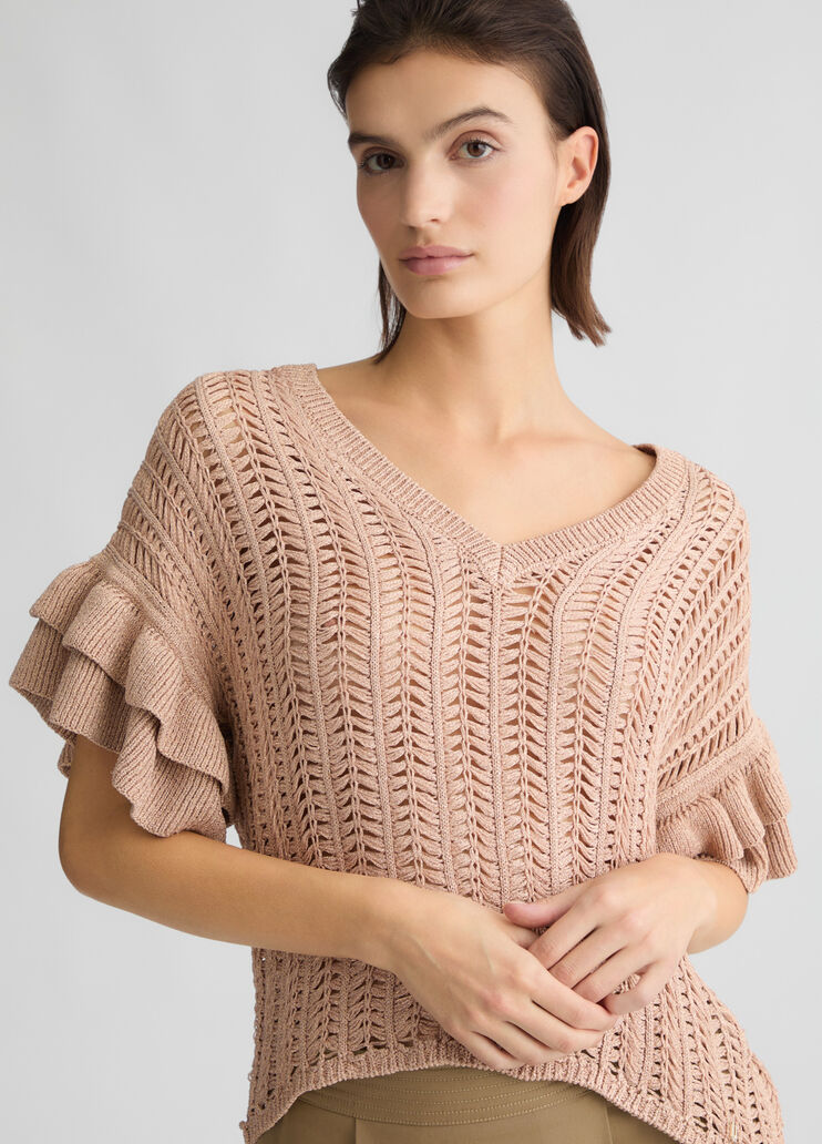 Sand-colour knit top caramel Liu Jo - large image number 4 Sand-colour knit top caramel Liu Jo - large image number 4