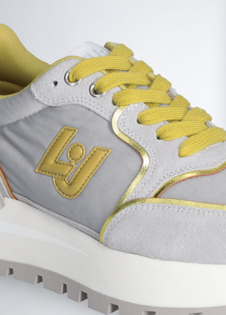 Platform sneakers in suede and nylon grey/yellow Liu Jo - large image number 5 Platform sneakers in suede and nylon grey/yellow Liu Jo - large image number 5