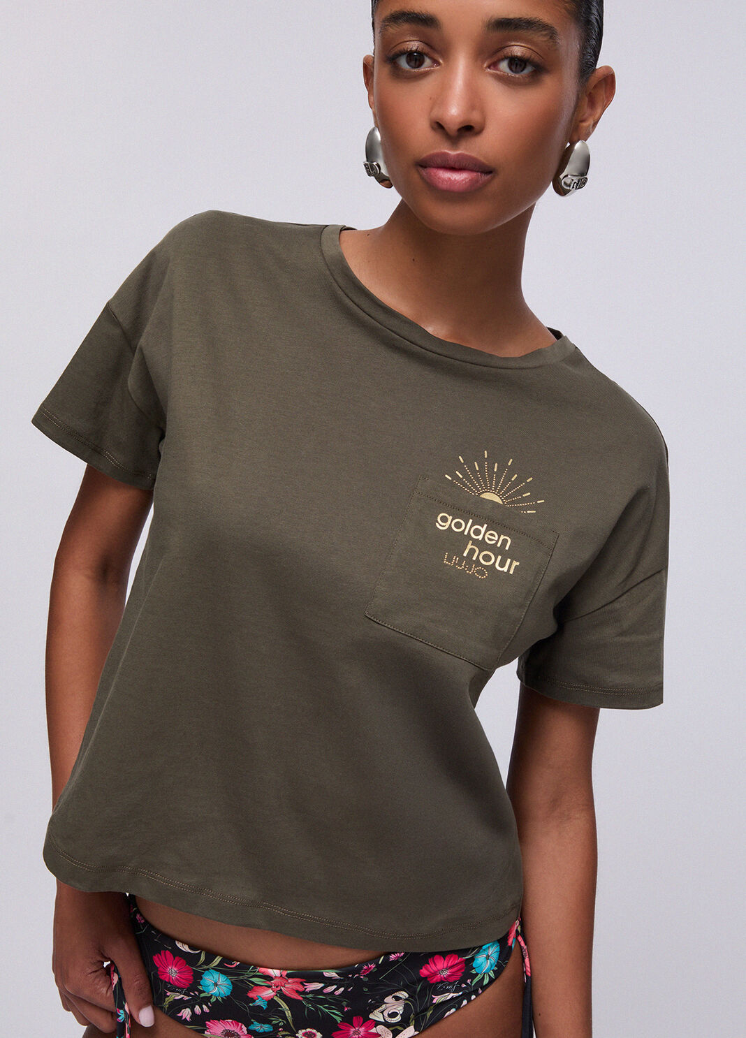 T-shirt with pocket khaki green Liu Jo - large image number 4