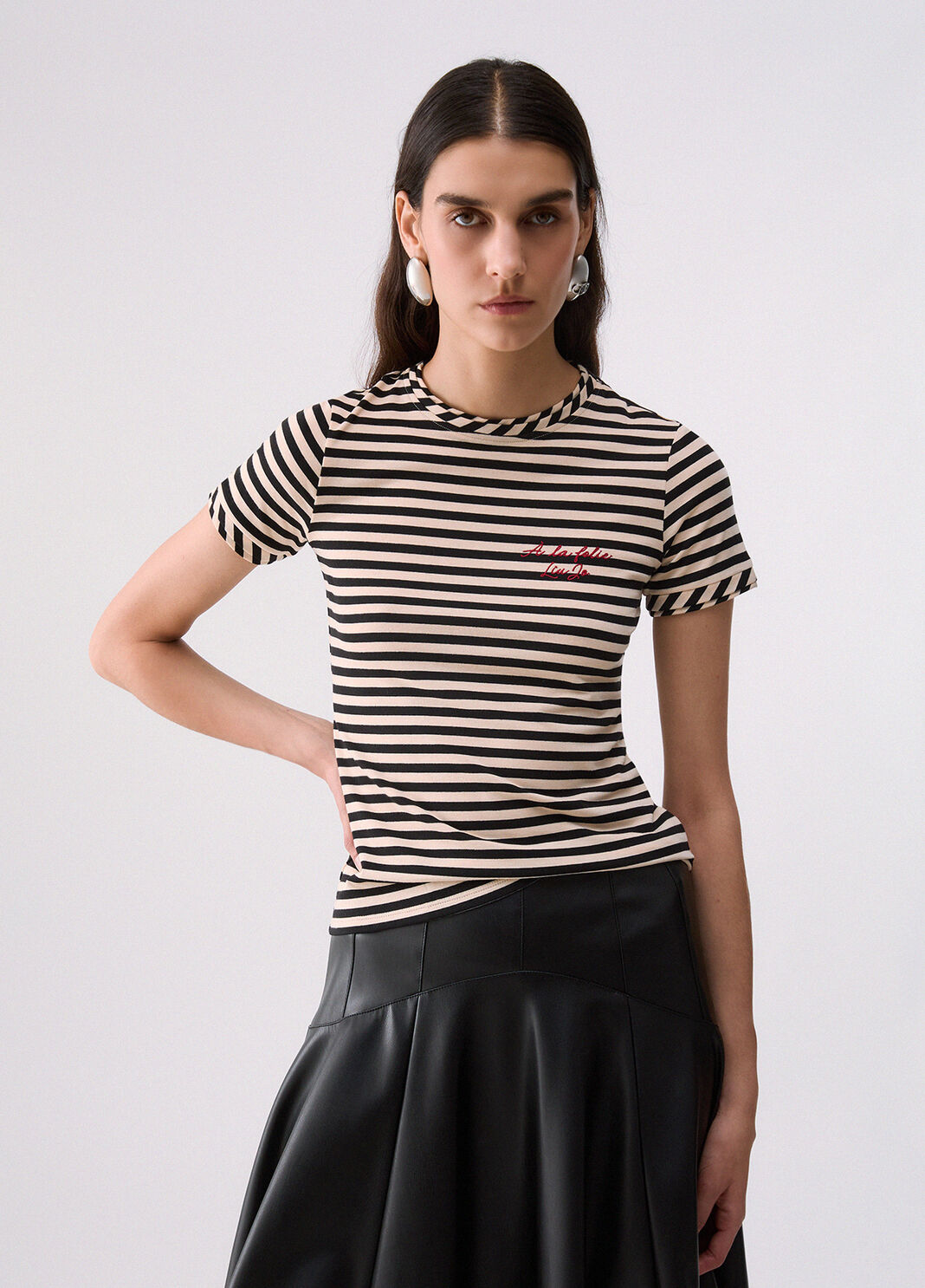 Besticktes T-Shirt wei&szlig; und schwarz Liu Jo - large image number 0