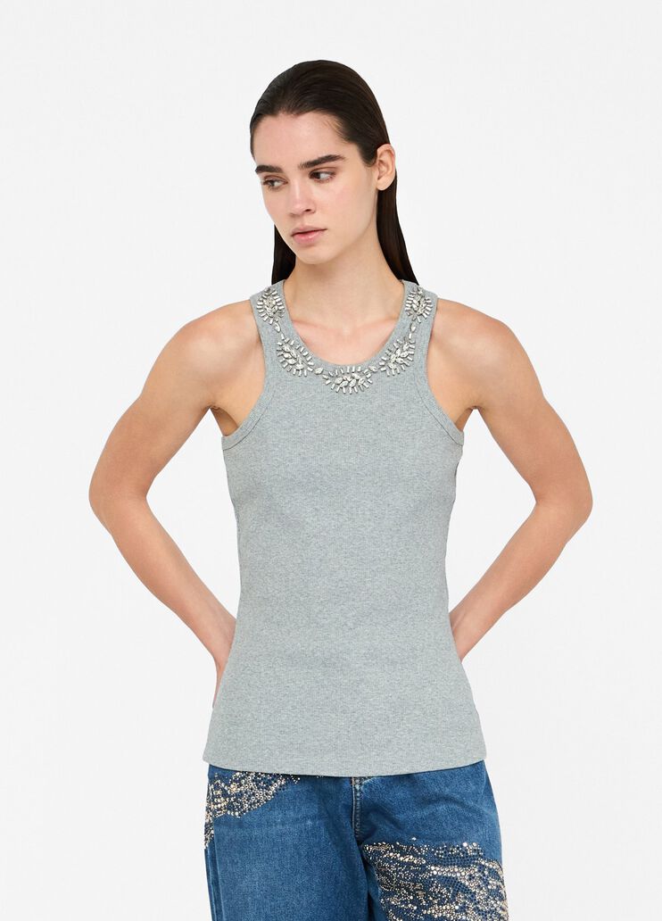 Top with bejewelled appliqués grey Liu Jo - medium