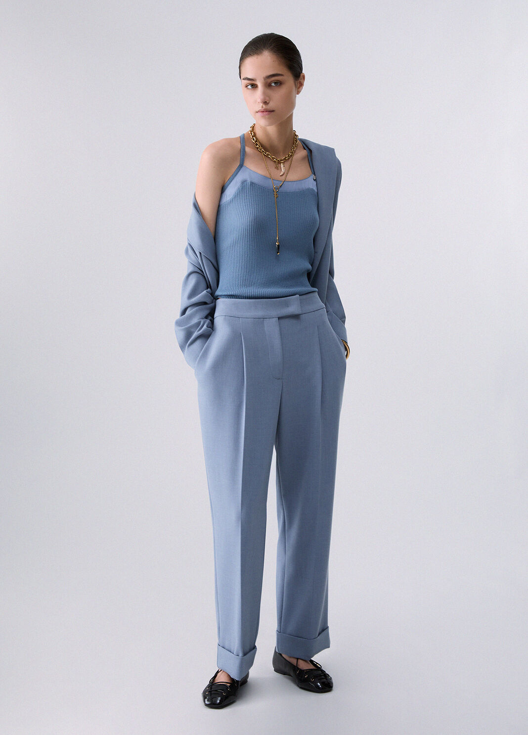 Top in maglia con incrocio azzurro Liu Jo - large image number 5