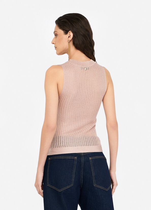 Top en maille Lurex® rose clair Liu Jo - large image number 1