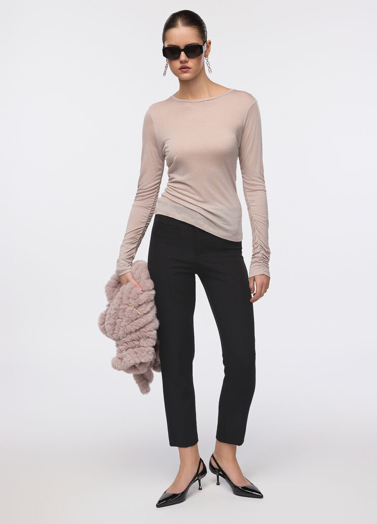 Wool and modal t-shirt dark beige Liu Jo - large image number 3