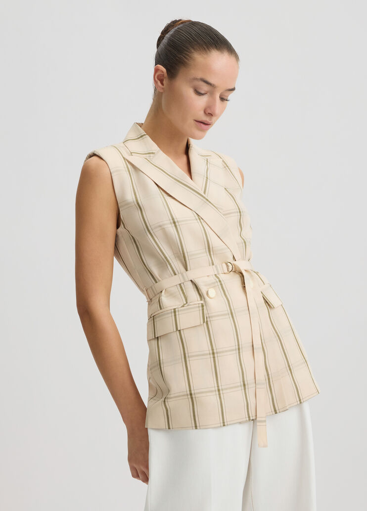 Linen-blend check waistcoat beige Liu Jo - medium Linen-blend check waistcoat beige Liu Jo - medium