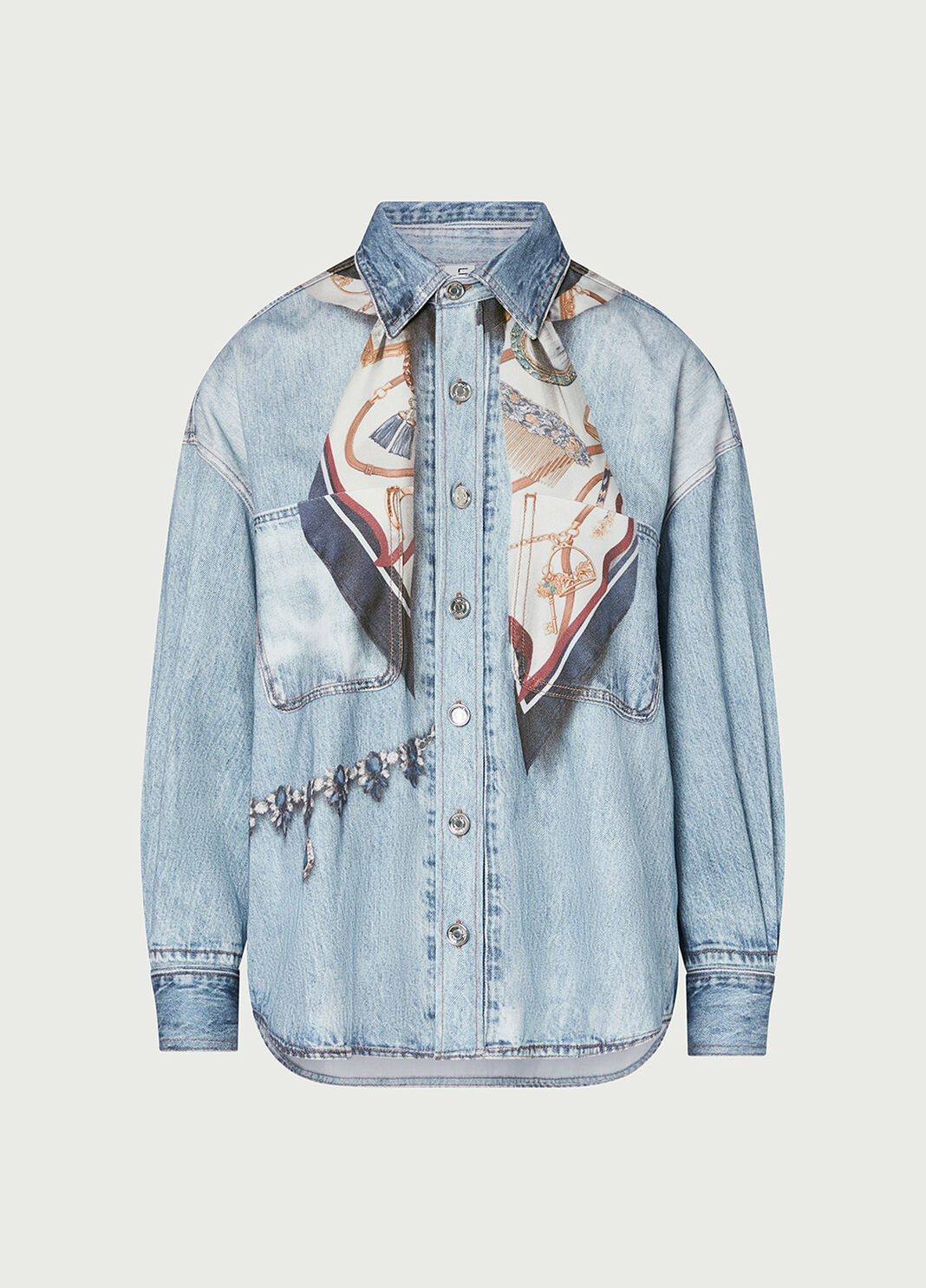 Hemd aus Denim mit Print digital heller Denim Liu Jo - large image number 6