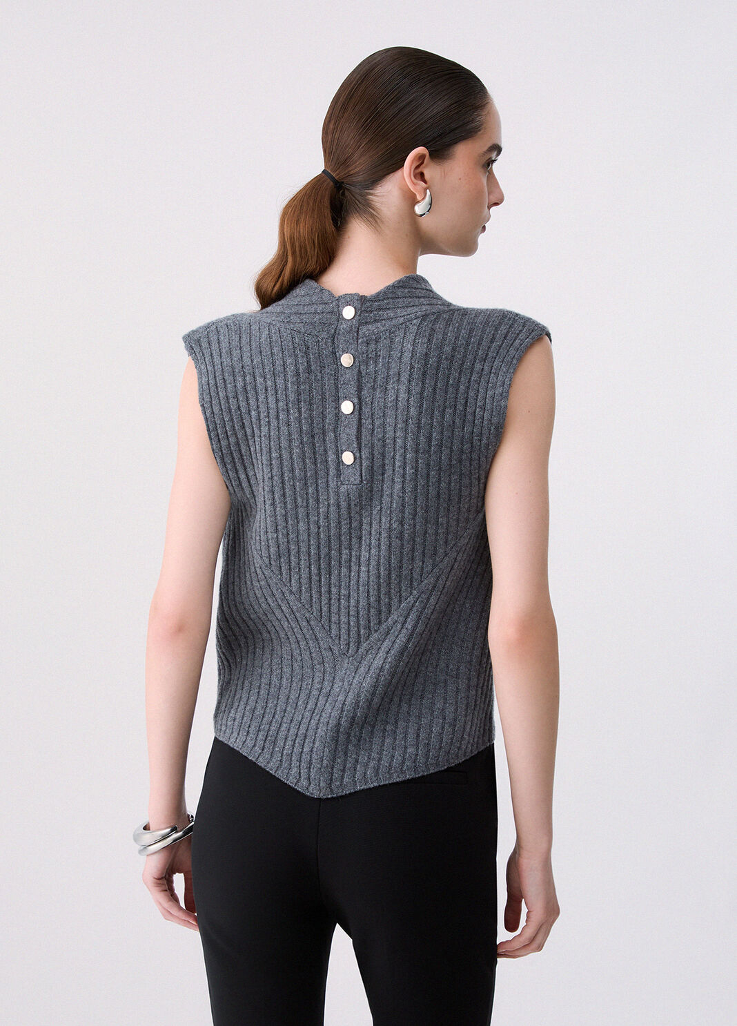 Top in wool a ribbed grey m&eacute;lange Liu Jo - large image number 1