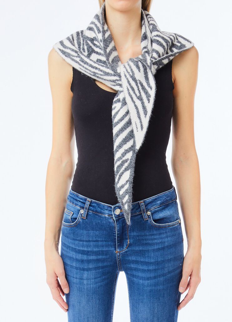 Sciarpa a triangolo zebrata grigio/bianco Liu Jo - medium