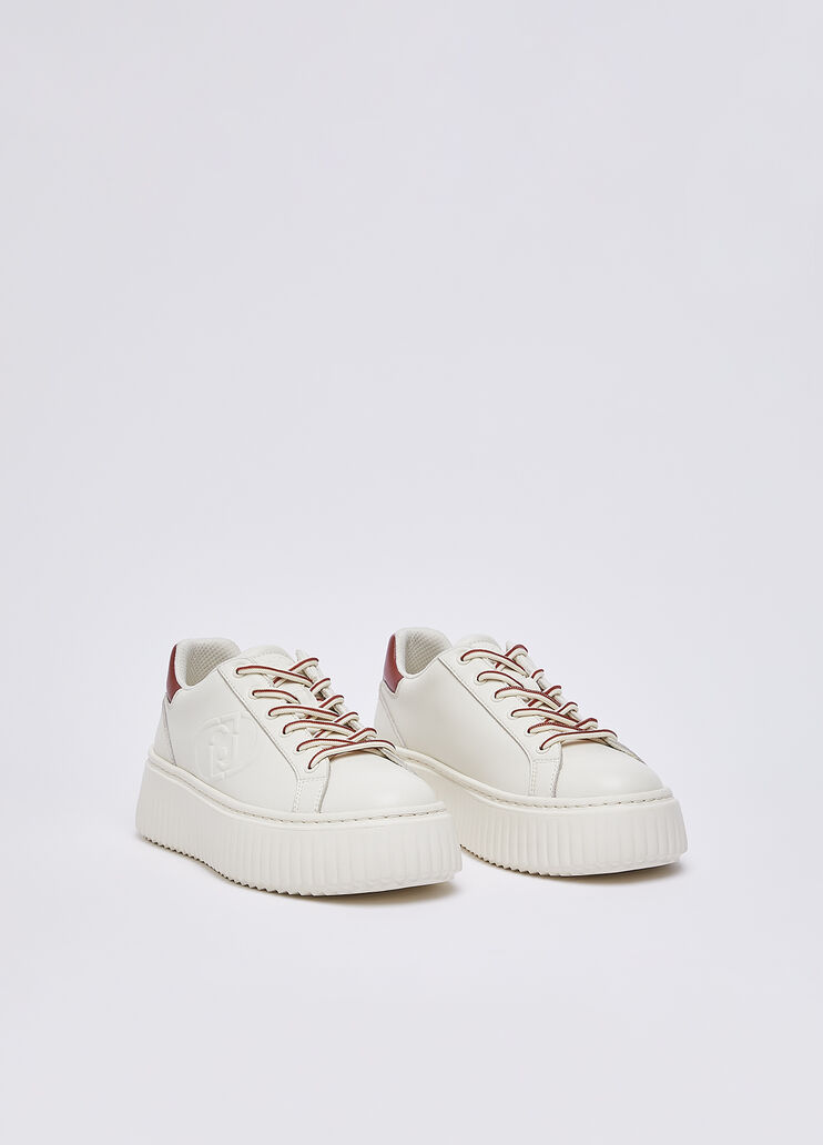 Sneakers en cuir avec maxi logo rouge et blanc Liu Jo - medium