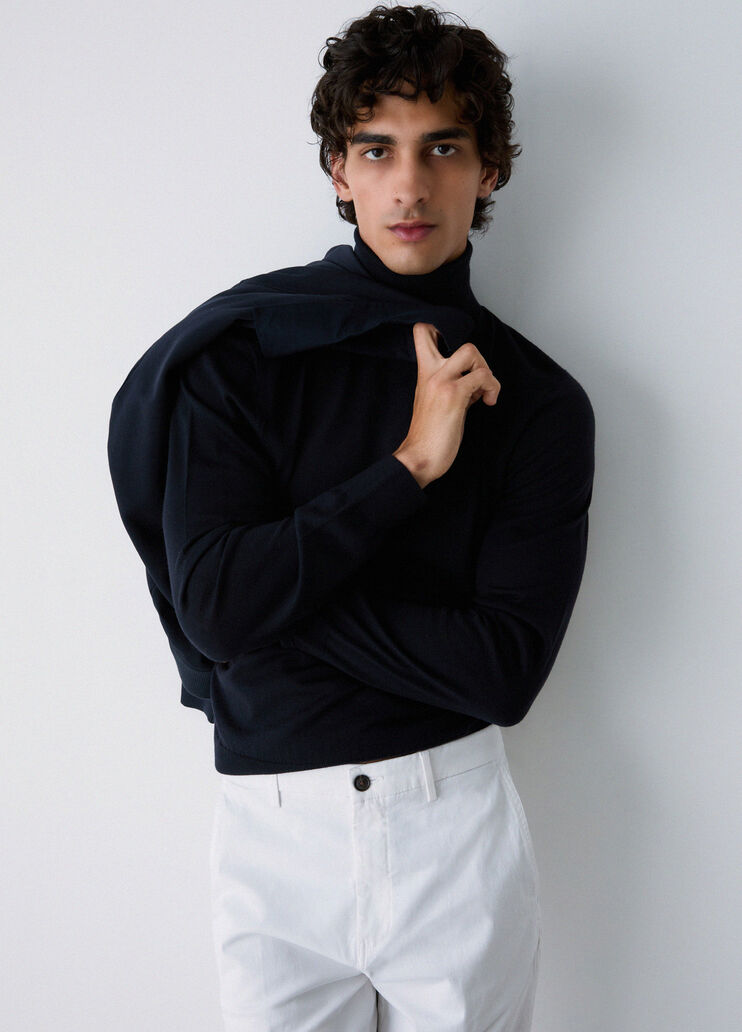 Merino Wool Turtleneck Sweater dark blue Liu Jo - medium