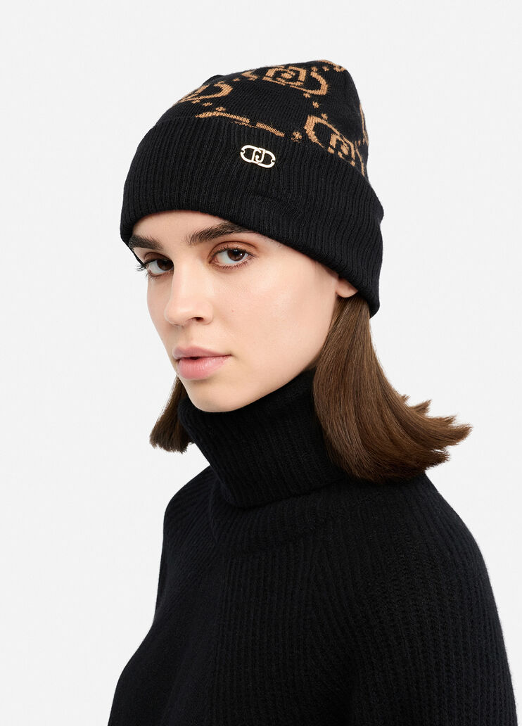 Monogram jacquard hat black Liu Jo - medium Monogram jacquard hat black Liu Jo - medium