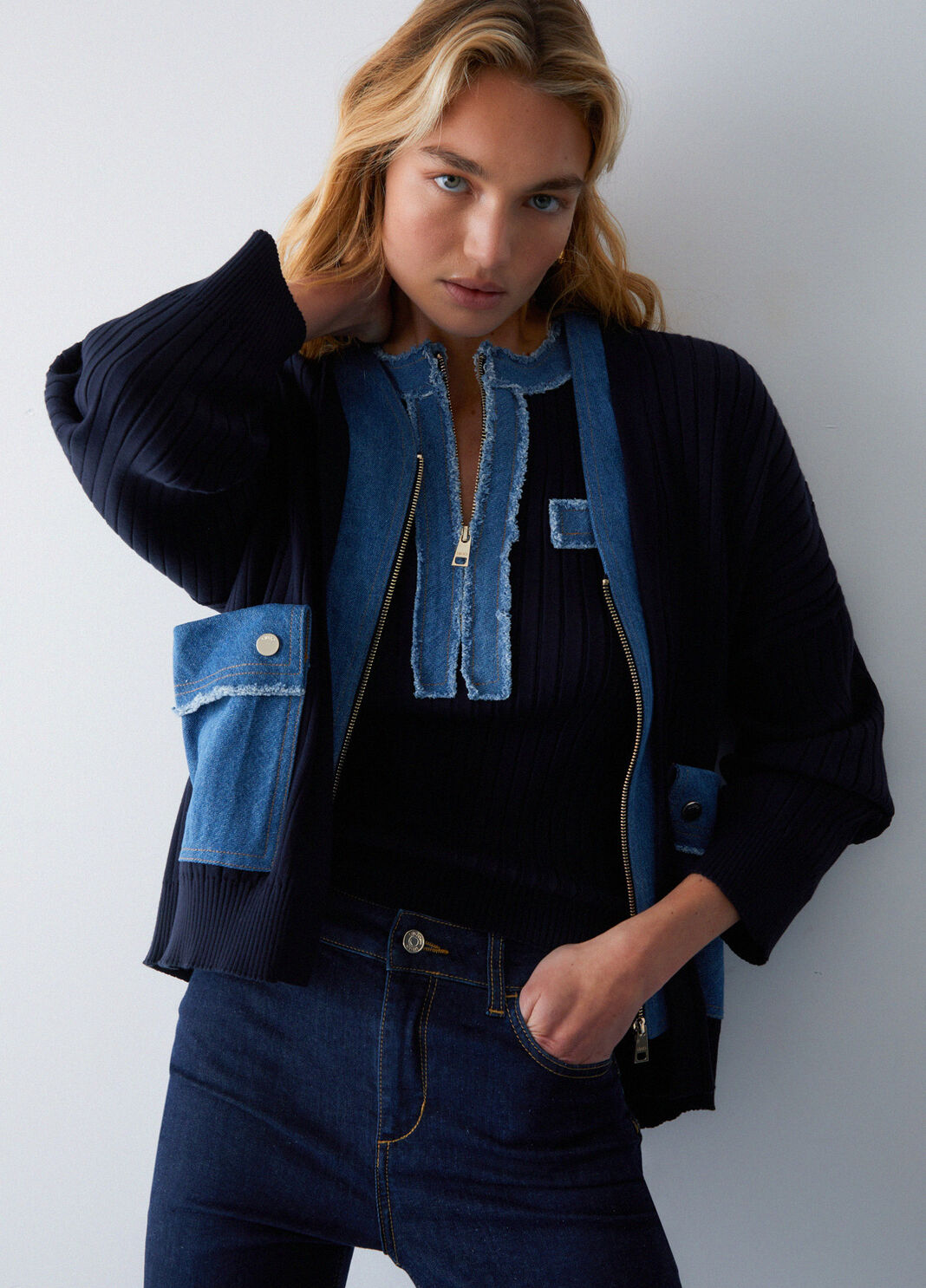 Кардиган в полоску темно-синий Liu Jo - large image number 4