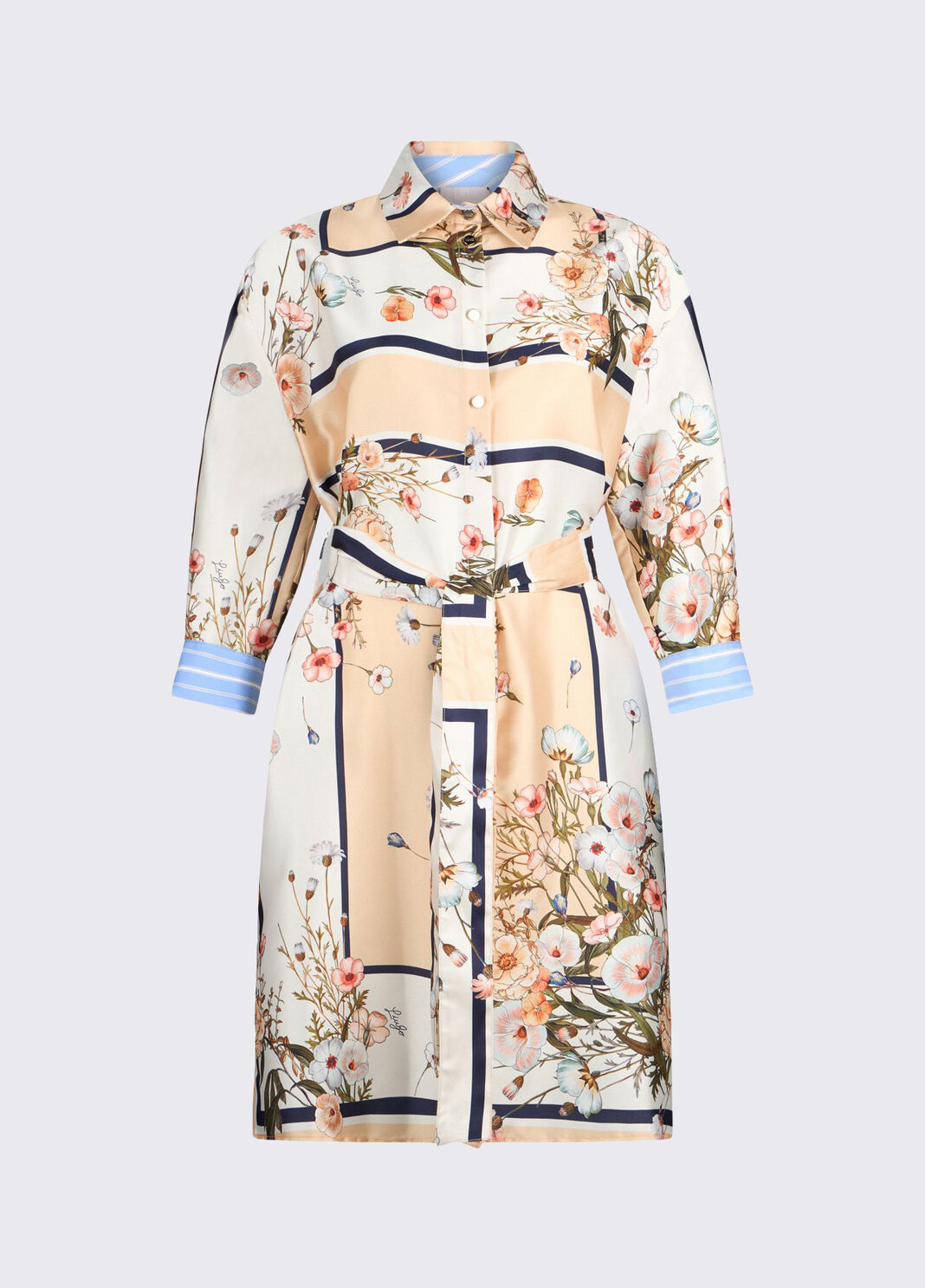 Short printed twill dress orange/light blue Liu Jo - large image number 6