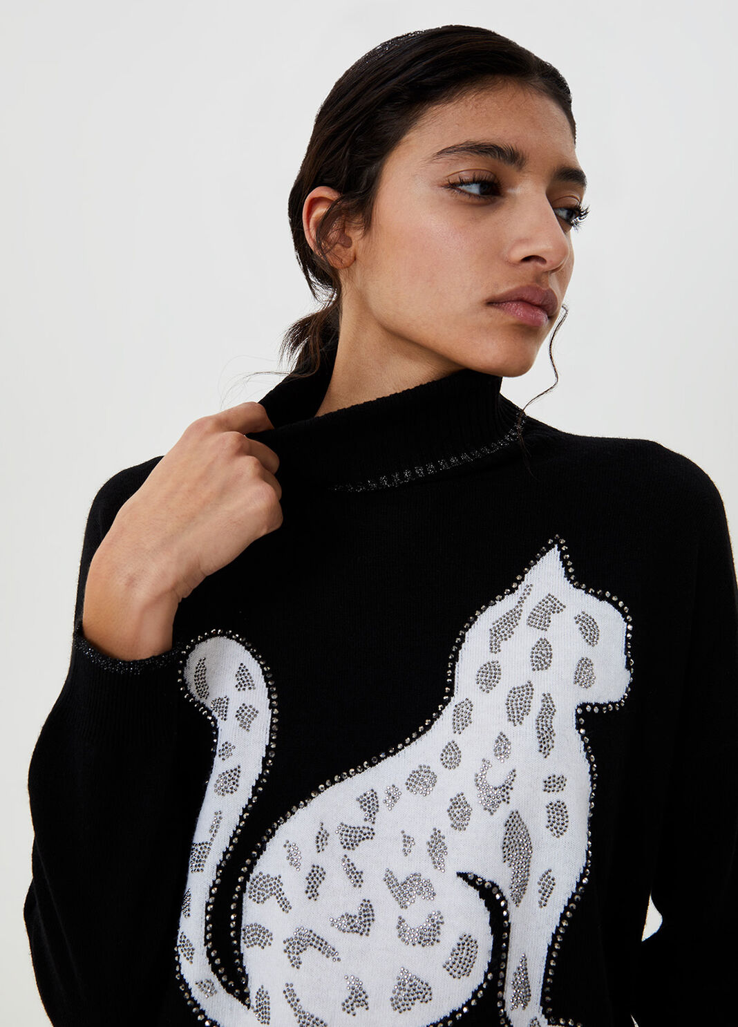 Водолазка с интарзийным узором Чёрный Liu Jo - large image number 2