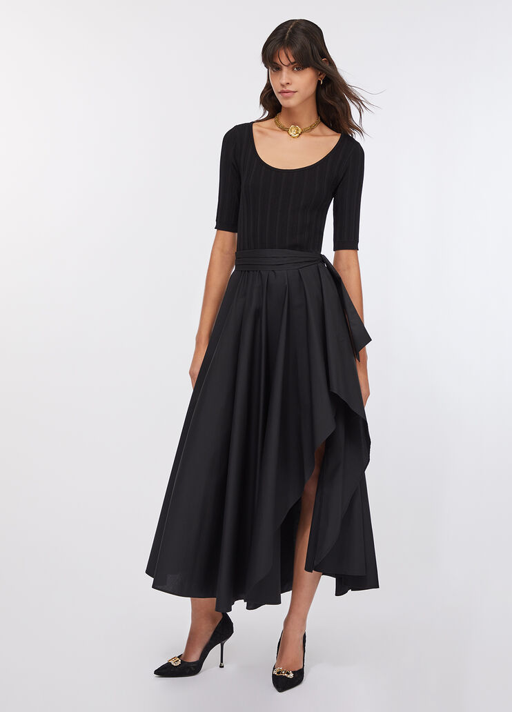 Robe courte en maille et popeline noir Liu Jo - large image number 0