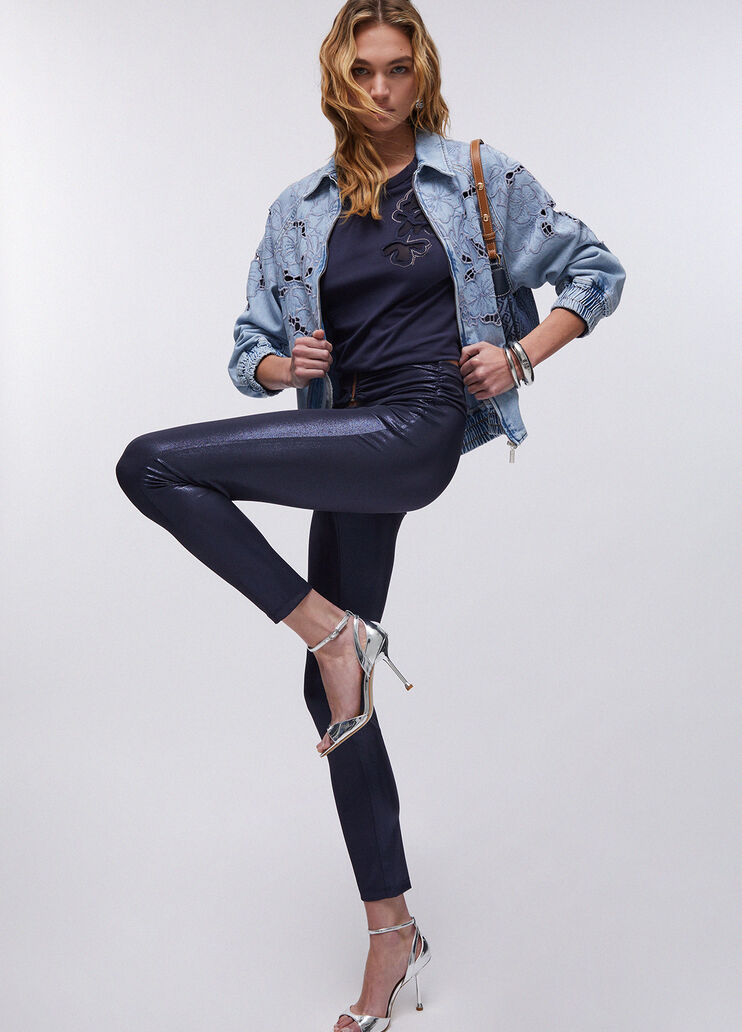 Sweatshirt mit Blumenstickereien Dunkelblau Liu Jo - medium