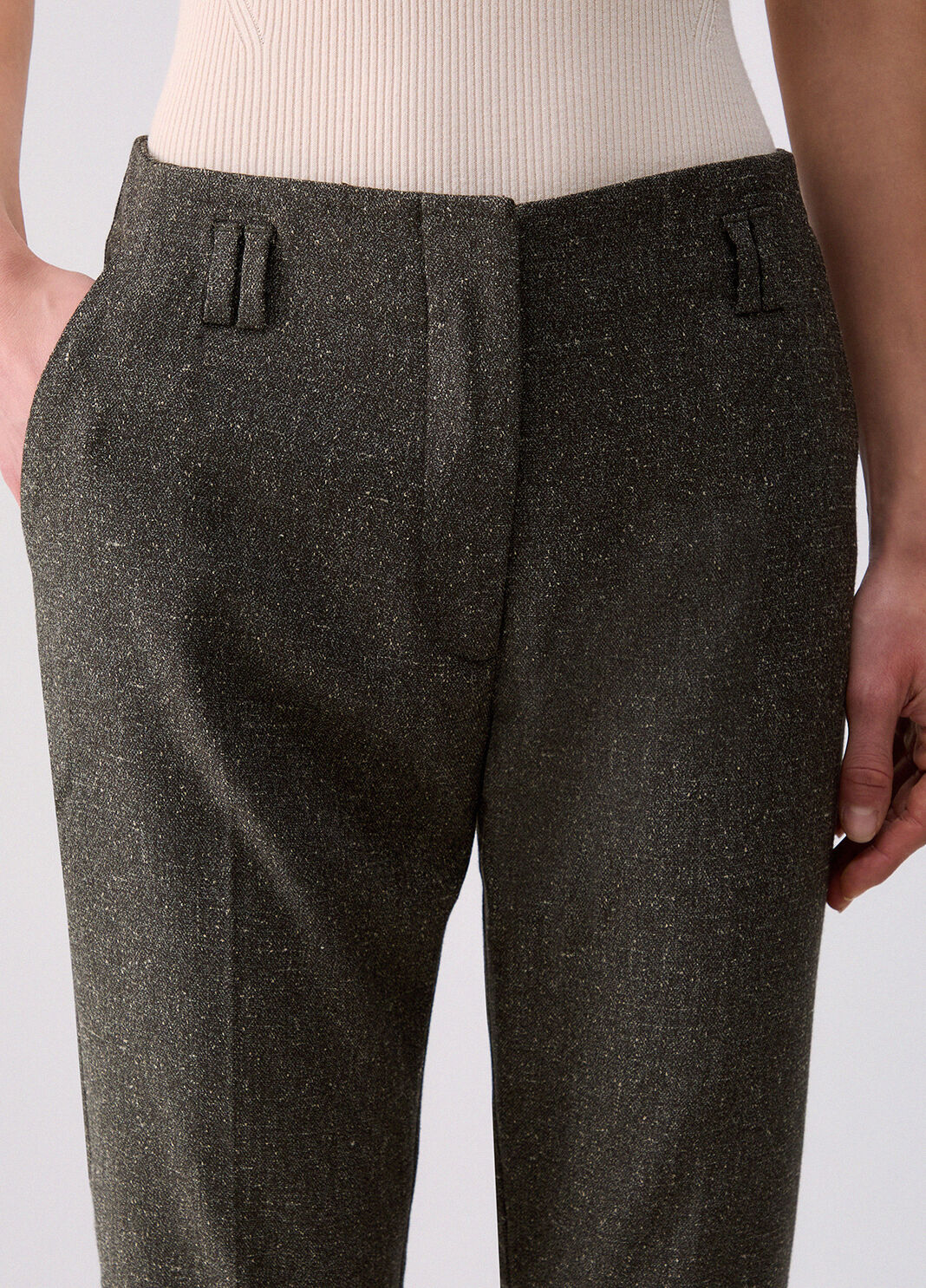 Pantalon cigarette en tweed vert fonc&eacute; Liu Jo - large image number 4