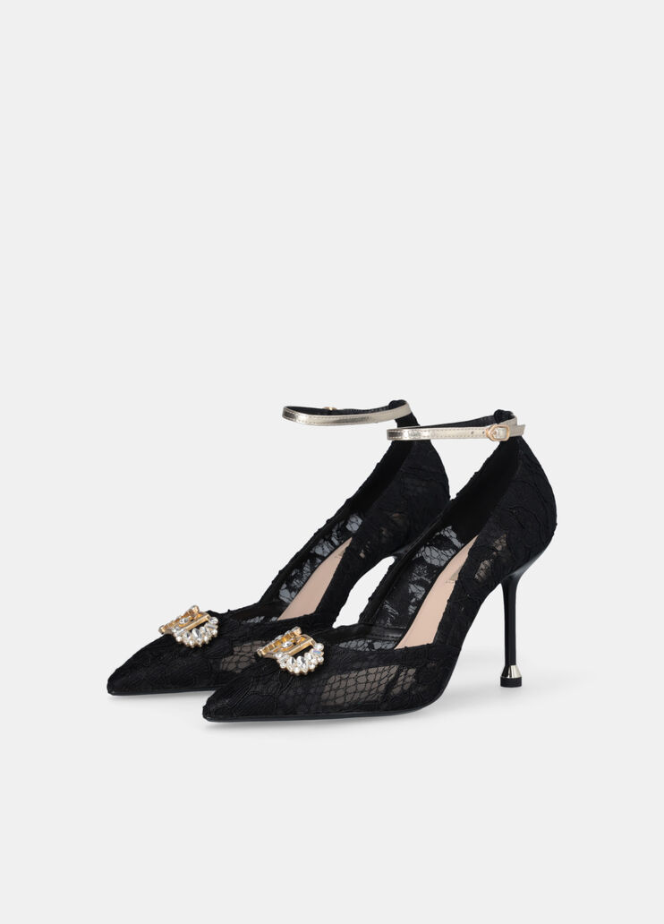Lace court shoes with bejewelled logo black Liu Jo - large image number 2