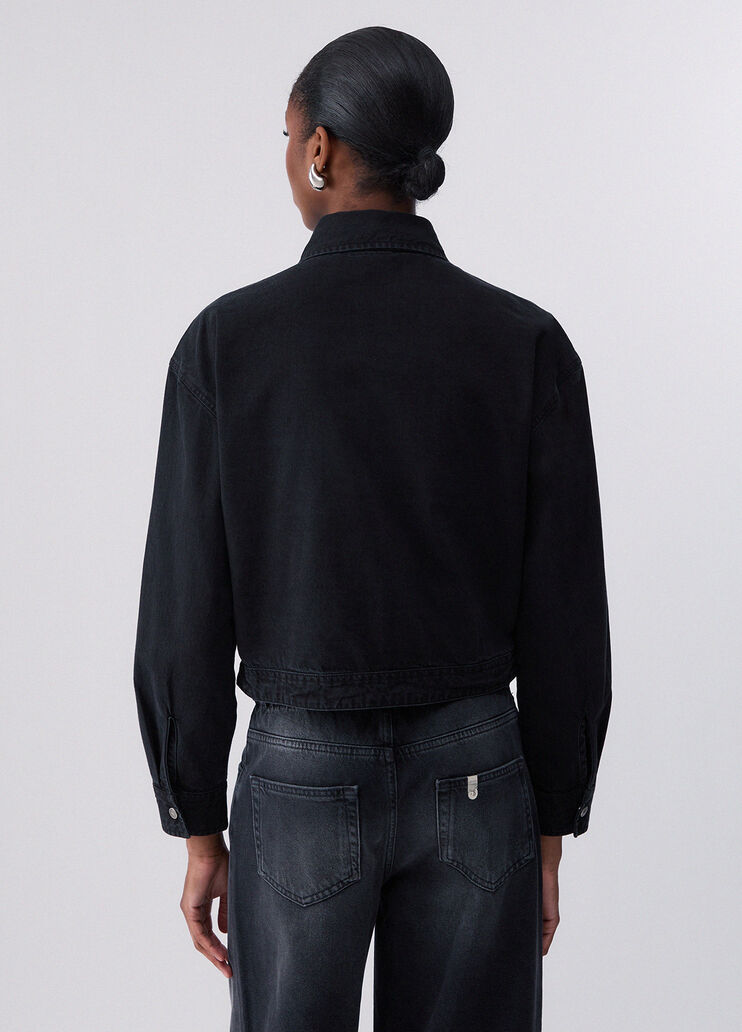 Denim bodysuit shirt with embroidery black denim Liu Jo - medium