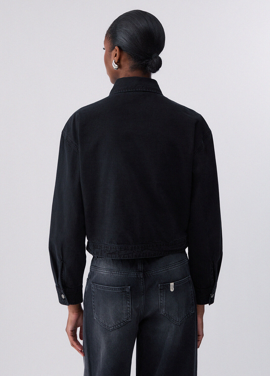 Denim bodysuit shirt with embroidery black denim Liu Jo - large image number 1