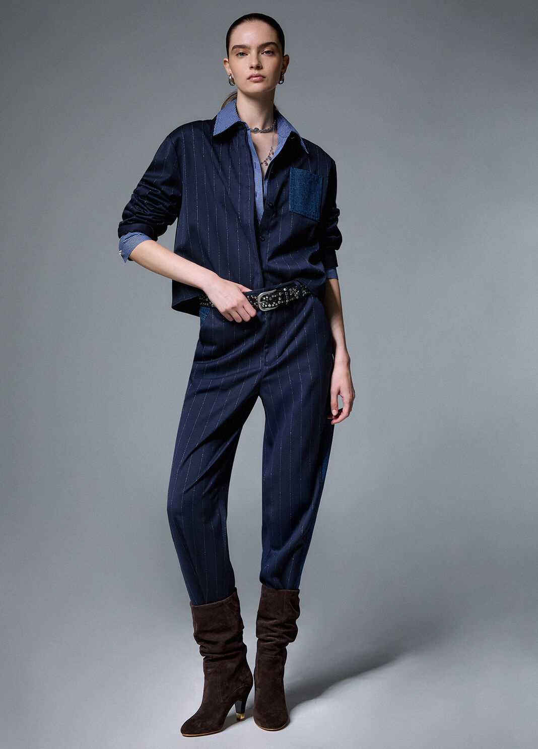 Pinstriped balloon pants blue pinstripe Liu Jo - large image number 2