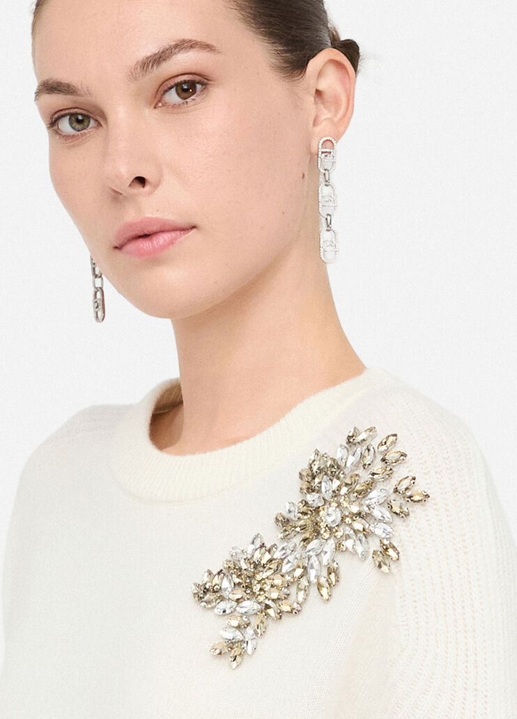 100% wool jumper with bejewelled embroidery white with embroidery Liu Jo - large image number 3 100% wool jumper with bejewelled embroidery white with embroidery Liu Jo - large image number 3
