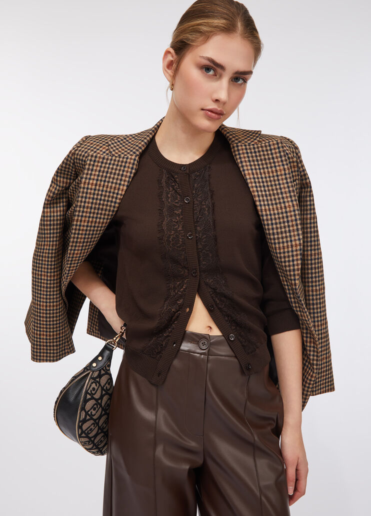 Cardigan mit Spitzendetails Dunkelbraun Liu Jo - medium