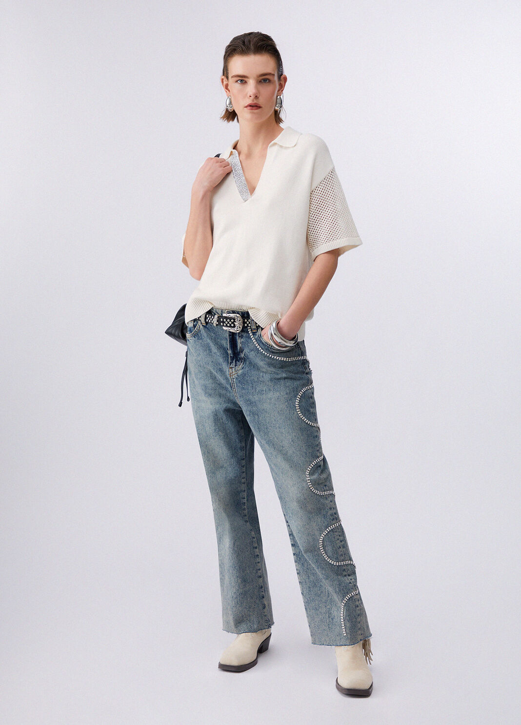 Топ с перфорацией молочно-белый Liu Jo - large image number 5