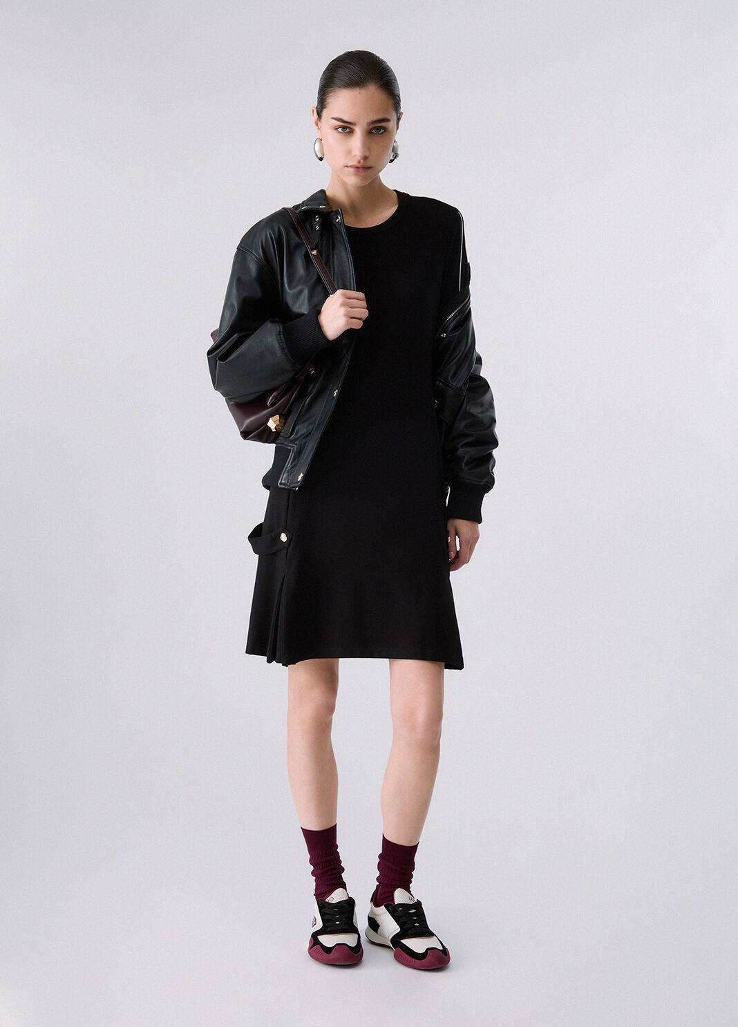 Robe courte en tissu Punto Milano noir Liu Jo - large image number 5