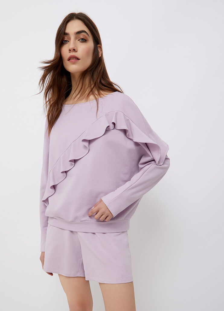Sweatshirt with flounces lilac Liu Jo - large image number 0