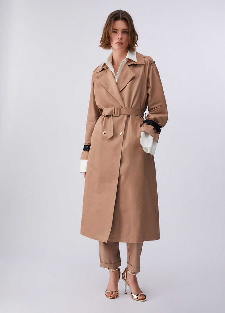 Langer Trenchcoat mit G&uuml;rtel braun Liu Jo - medium