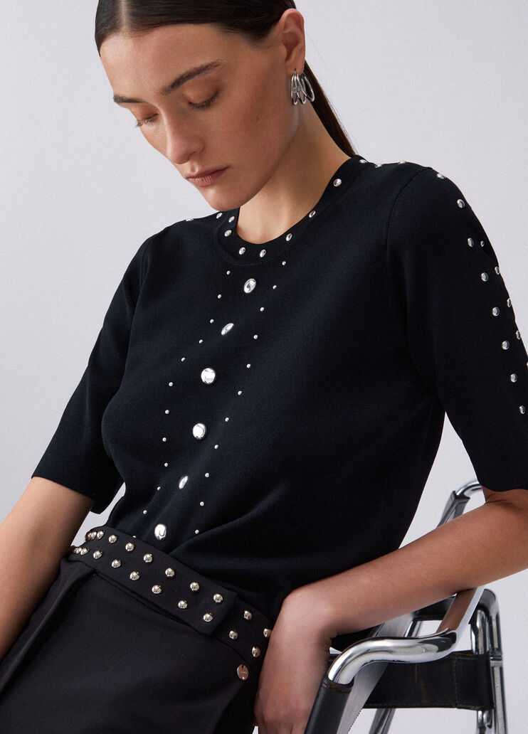 Top de punto con tachuelas negro Liu Jo - medium