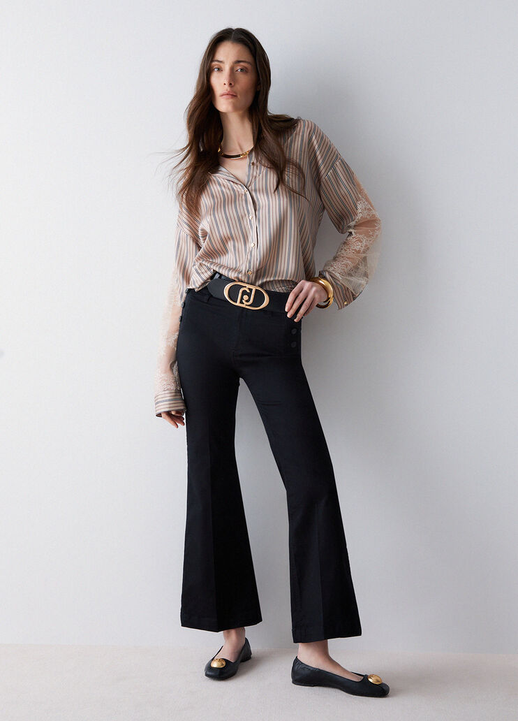Flared trousers with branded buttons black Liu Jo - medium
