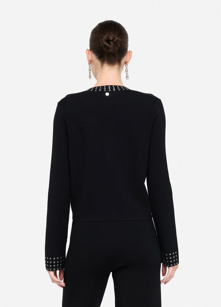 Knit jacket with gemstones black Liu Jo - large image number 1 Knit jacket with gemstones black Liu Jo - large image number 1