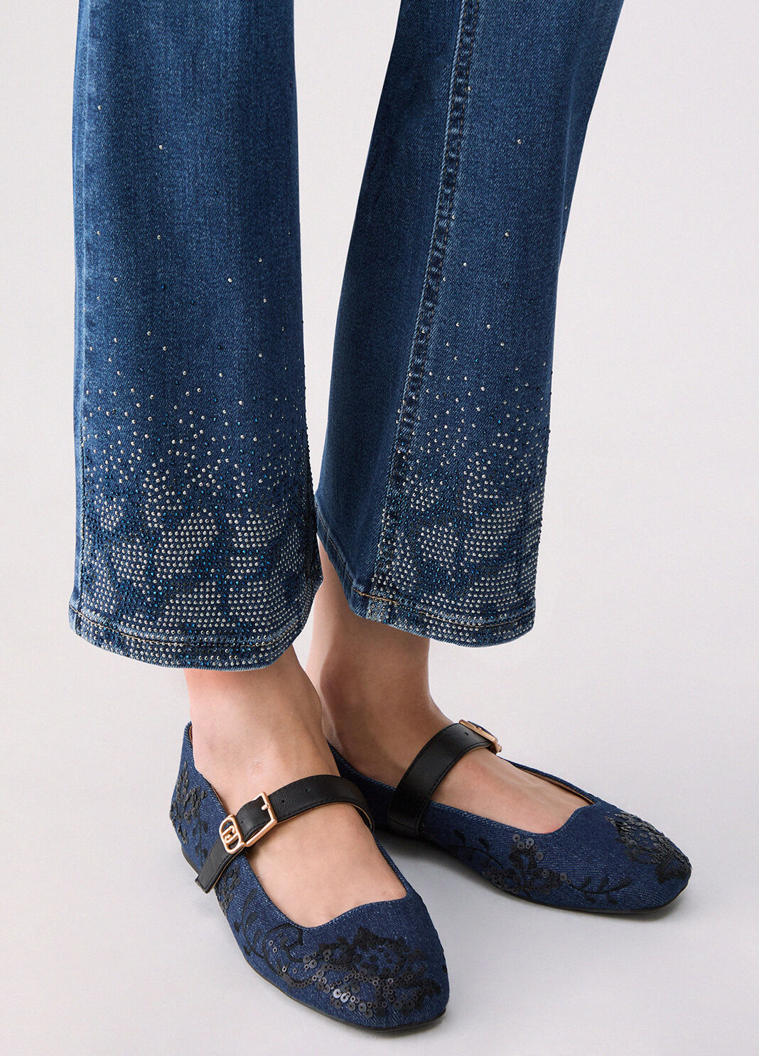Bootcut jeans with rhinestones dark blue denim Liu Jo - large image number 2
