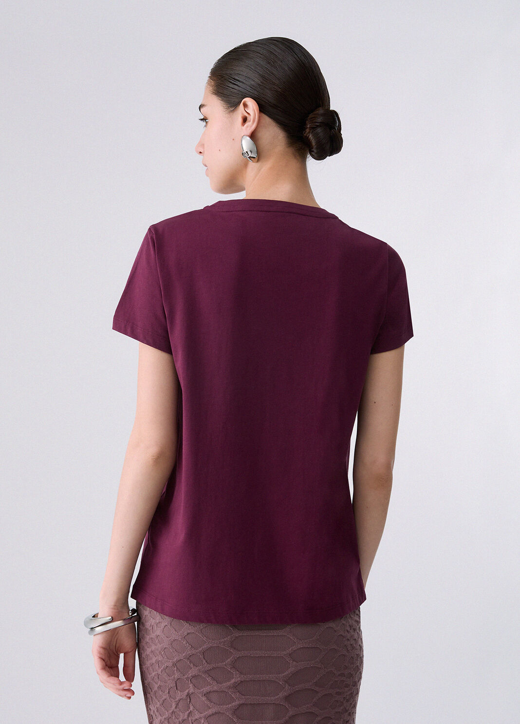 T-shirt avec strass aubergine et ramage Liu Jo - large image number 1