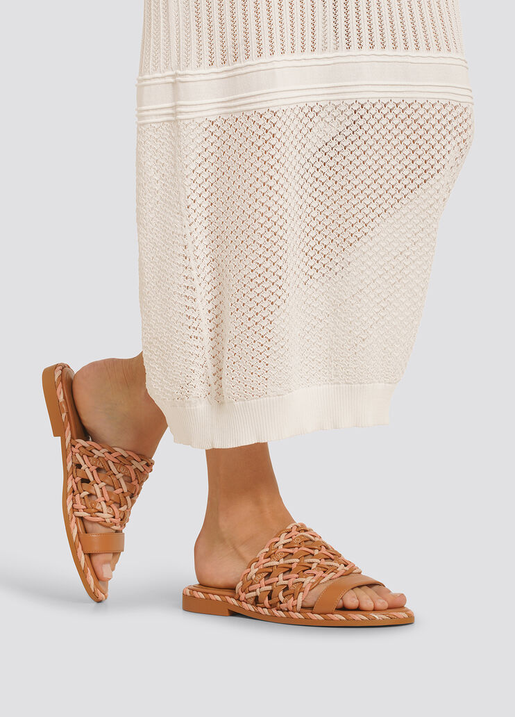 Сандалии-шлёпанцы с плетёным ремешком ореховый/коралловый Liu Jo - large image number 3