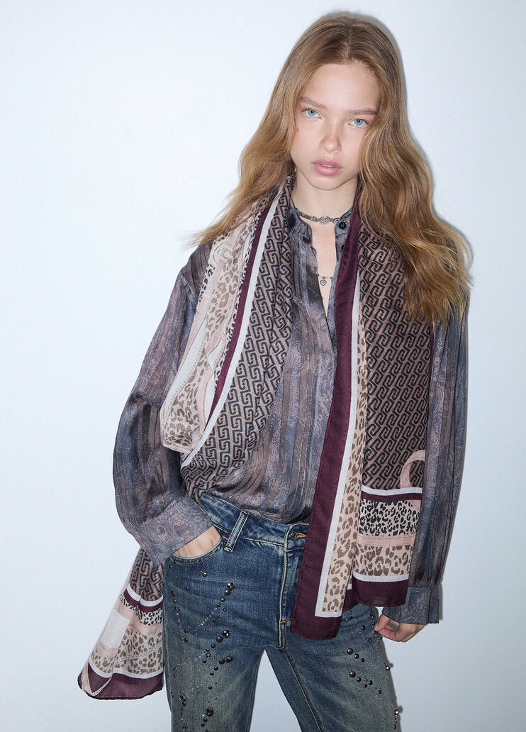 Animal Print Stole with Straps aubergine Liu Jo - medium