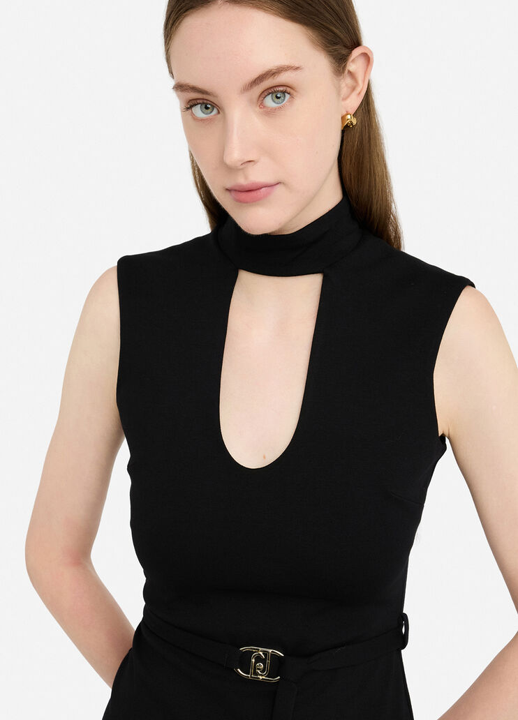 Midi dress with belt black Liu Jo - medium Midi dress with belt black Liu Jo - medium