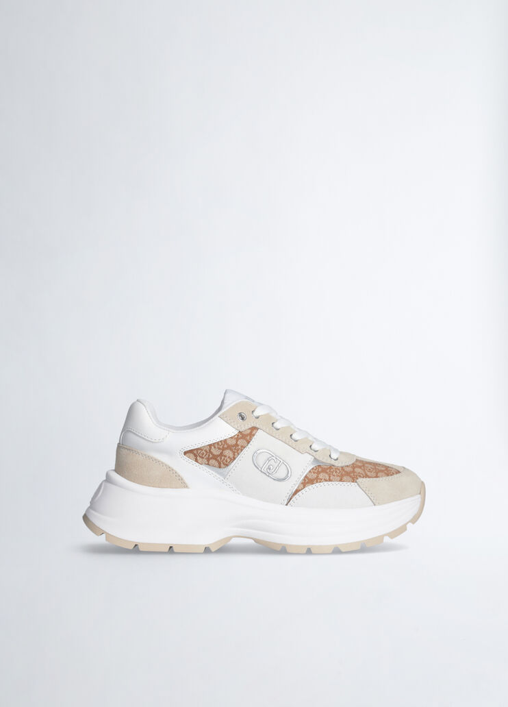 Suede monogram sneakers white/beige Liu Jo - medium Suede monogram sneakers white/beige Liu Jo - medium