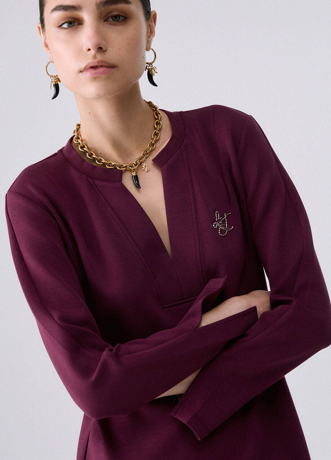 Short scuba dress aubergine Liu Jo - large image number 4