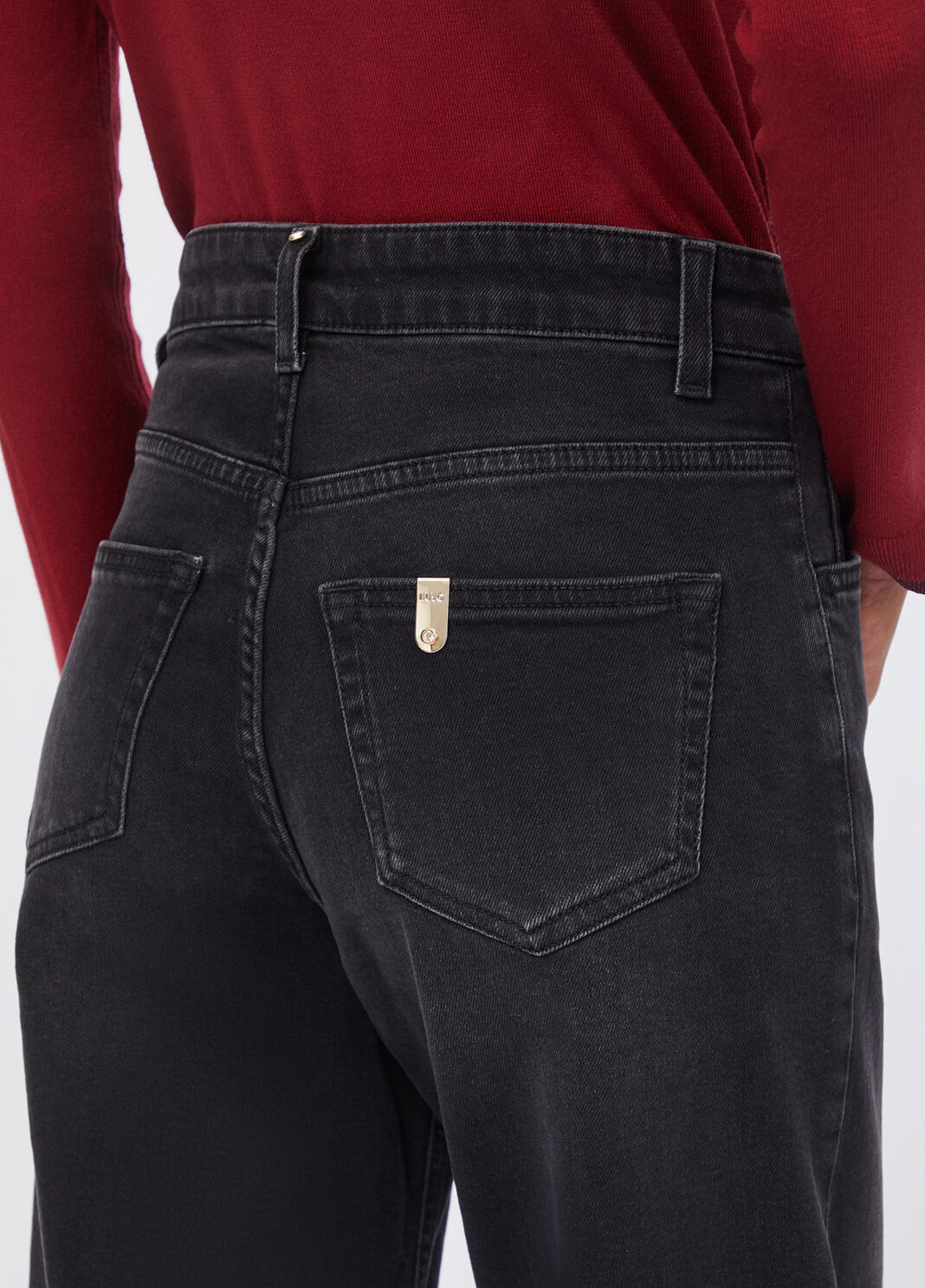 Carrot-fit high-rise jeans black denim Liu Jo - large image number 4