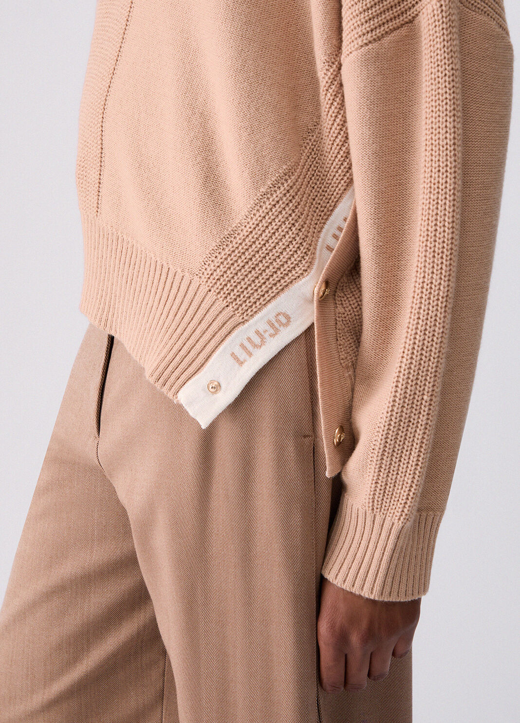 Wool Blend Turtleneck with Buttons beige Liu Jo - large image number 2