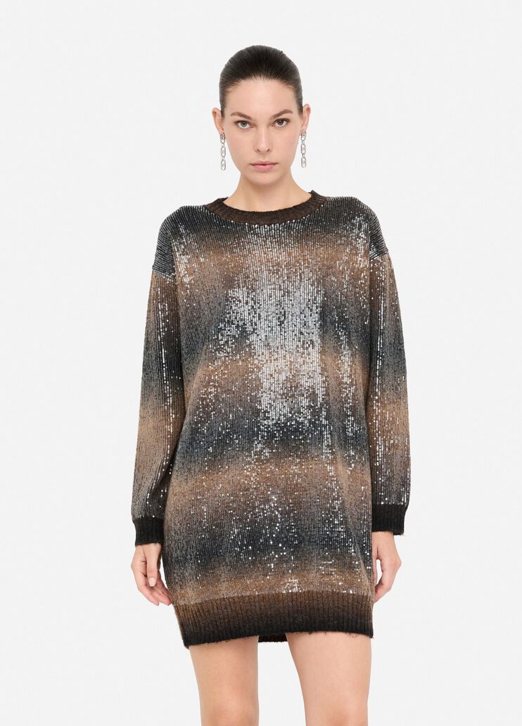 Knit dress with sequins brown Liu Jo - medium Knit dress with sequins brown Liu Jo - medium