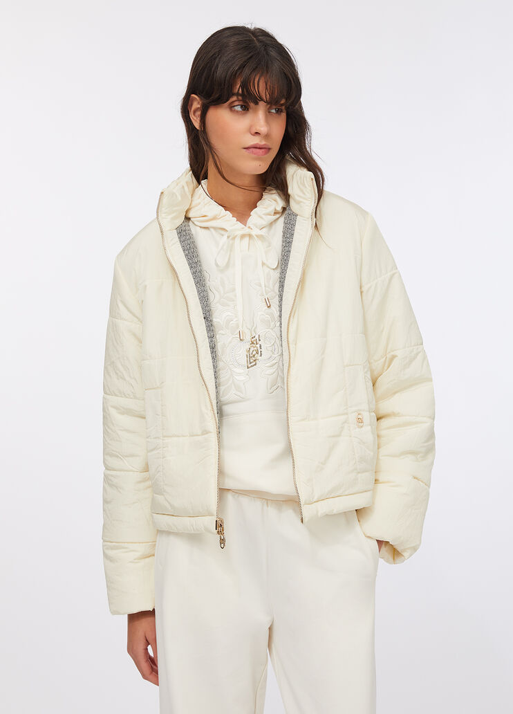 Jacke aus gestepptem Nylon und Mesh Grau mit Nadelstreifen Liu Jo - medium