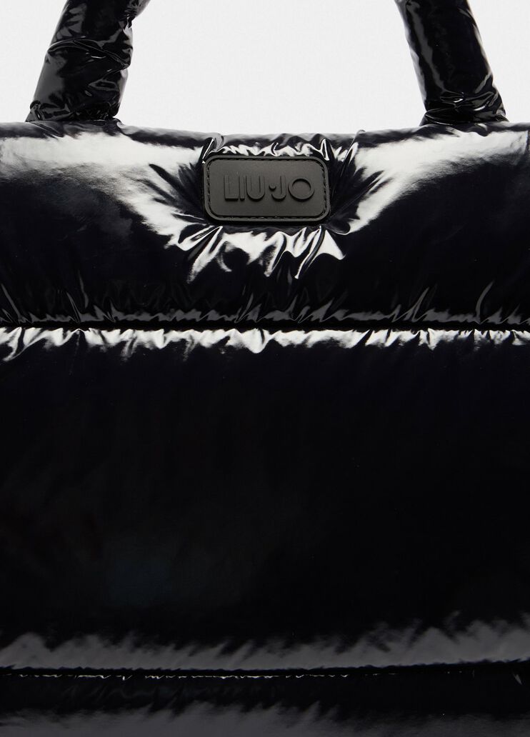Shopping bag media matelassé nero Liu Jo - large image number 5