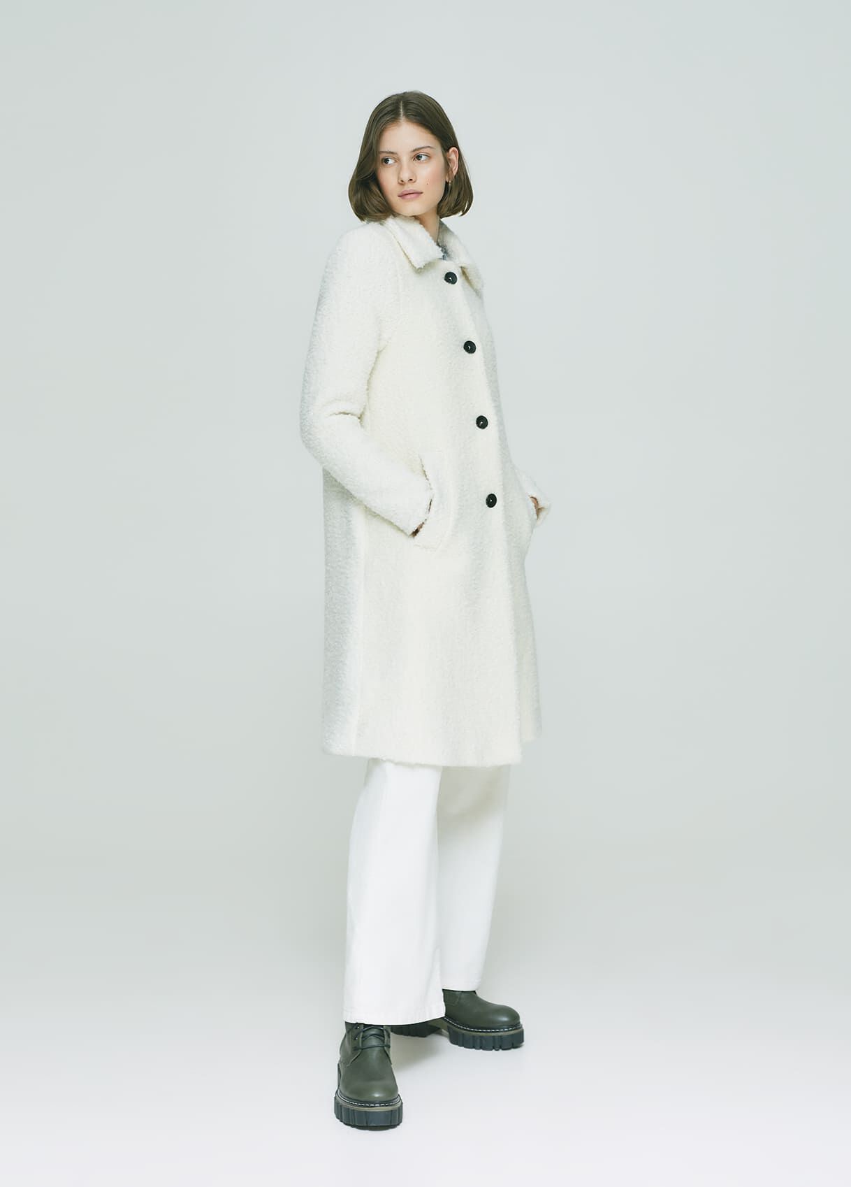 beige boucle coat
